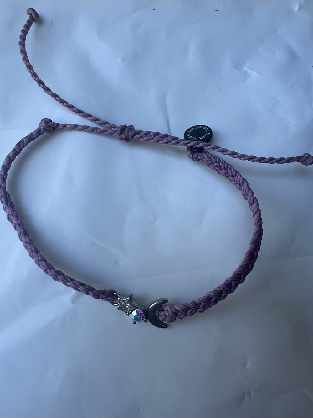 NWOT Pura Vida Adjustable Lavender Braided Bracelet with Crescent Charm